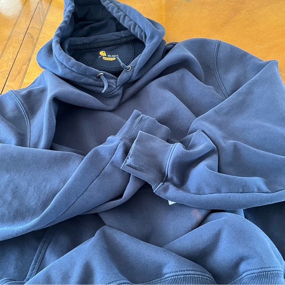 Carhartt Rain Defender Navy Blue Hoodie Workwear Heavy Mens Size 3XLT Tall XXXL - Picture 11 of 12